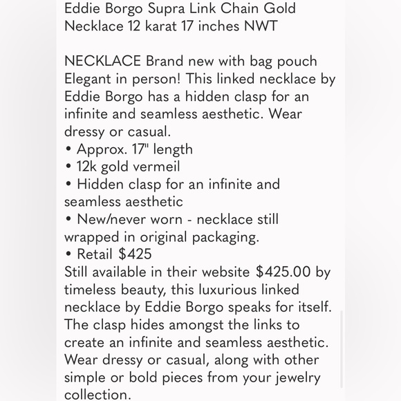 Eddie Borgo Supra Link Chain Gold Statement Necklace 17" Length NWT Retail $425 - Picture 9 of 13